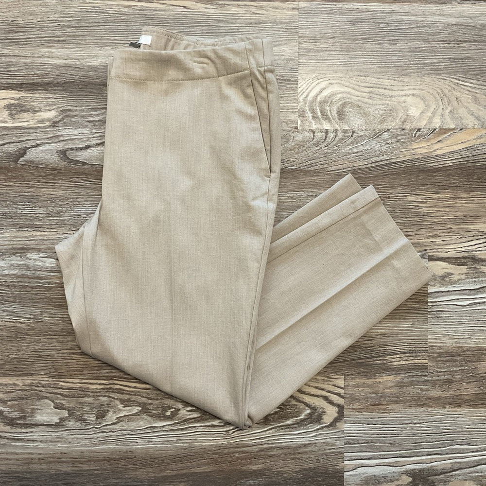 J Jill Light Tan Mid Rise Tapered Leg Stretch Waistband Ankle Dress Pants 12P